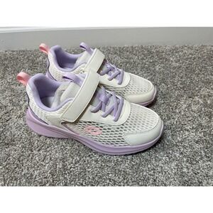 Balabala Girls Sneakers Cream Purple Hook Loop Athletic Shoes New in Box Size 5